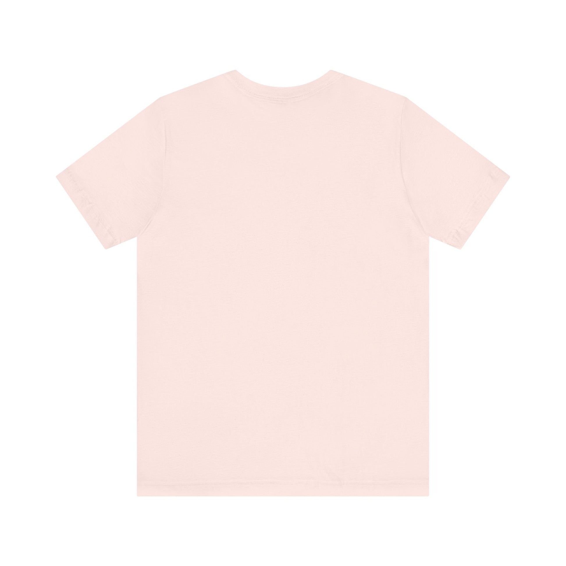 A soft blush pink short-sleeved t-shirt with a simple crew neck design.