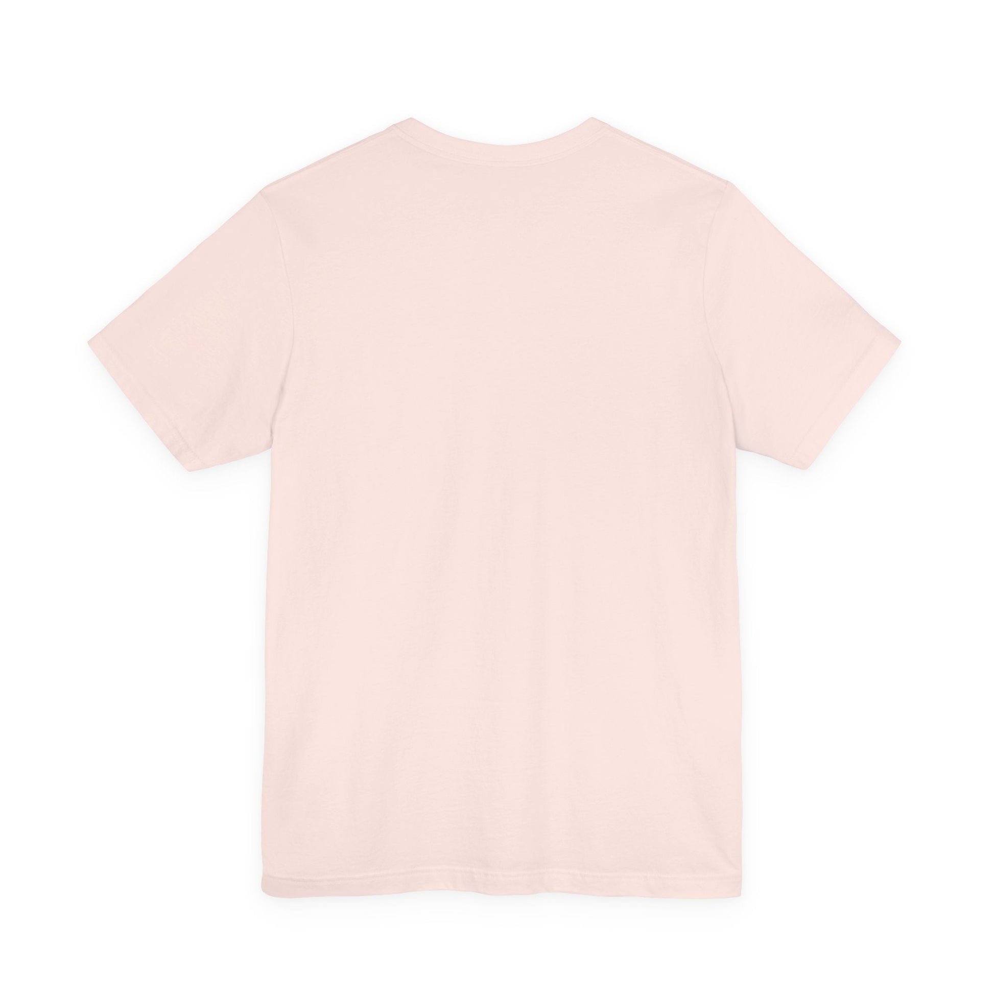 A soft blush pink short-sleeved t-shirt with a simple crew neck design.