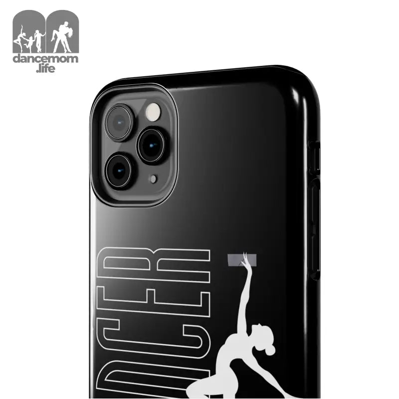 Black iPhone case featuring a basketball player silhouette and text design.