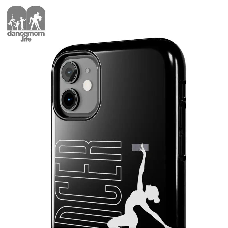 Black iPhone case featuring a silhouetted dancer graphic design.