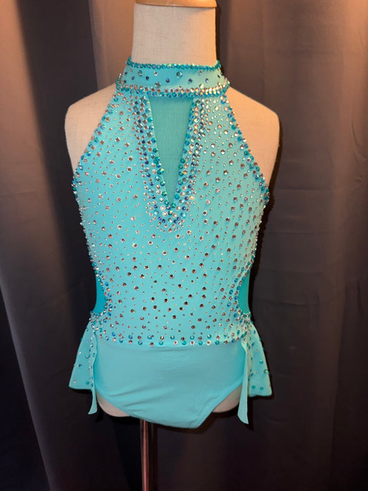 Electric Aqua – Child Small (US 6) Aqua Sparkle Jazz Dance Costume