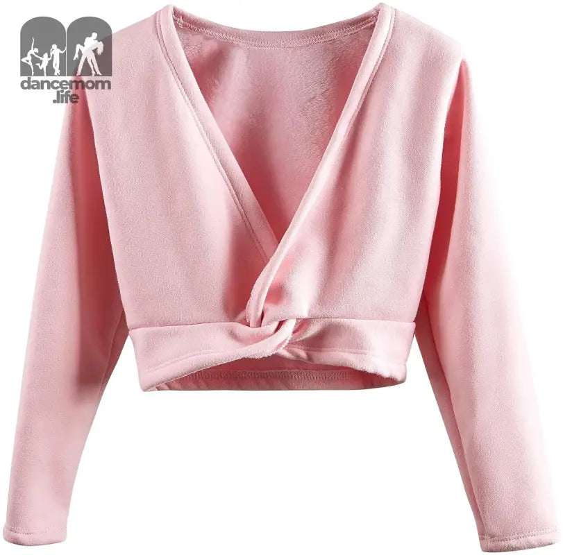 Girls Ballet Wrap Tops Kids Long Sleeve Dance Sweater,Velvet Inner