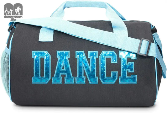 Dance Duffle Bag for Girls, Water-Resistant Kids Travel Bag with Adjustable Carry on and Handy Pouch, Dance Accessories for Girls (Black/Turquoise) One Size