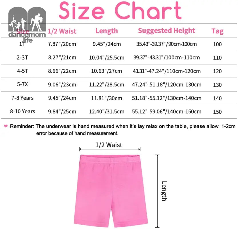 Girls Dance Shorts Breathable Bike Shorts for Sports Play Underdress 2-10Y