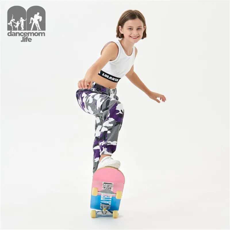 Girls Hip Hop Clothes 2 Piece Outfits Crop Tops Camouflage Jogger Pants Set Jazz Street Dancewear