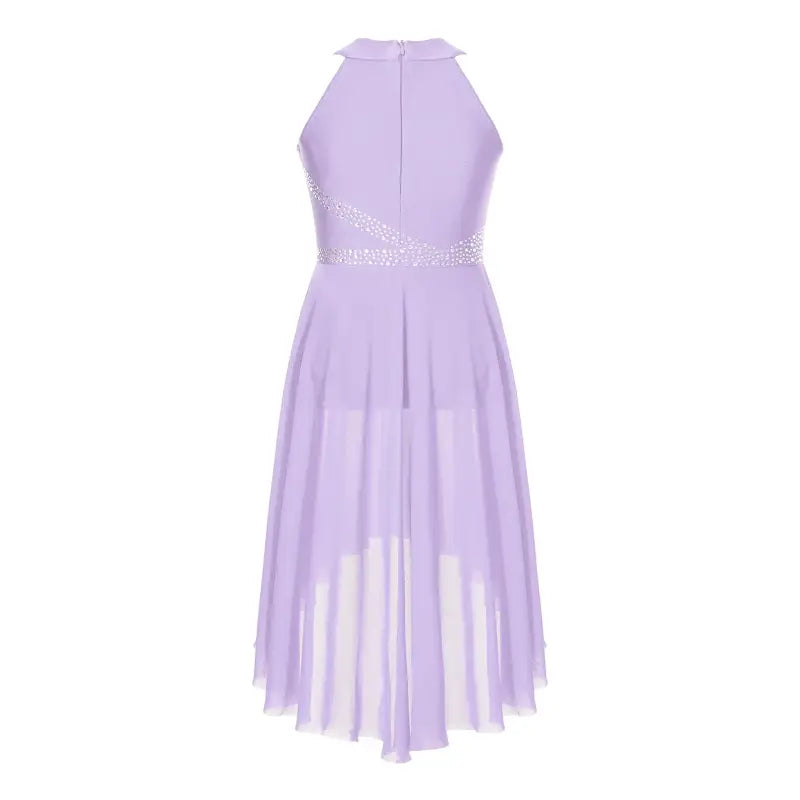 Lavender halter dress.