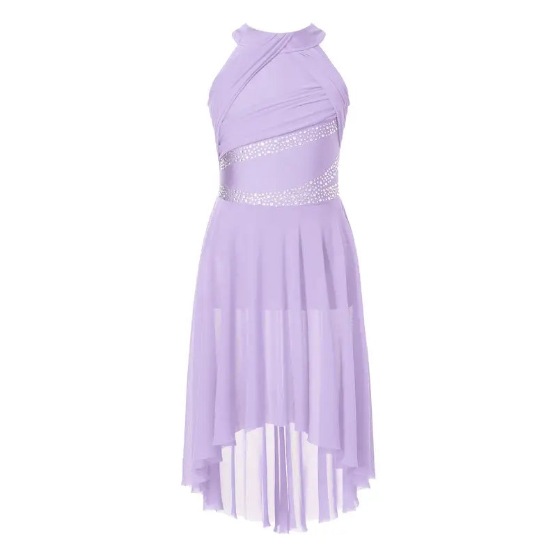 Lilac halter neck dance dress.