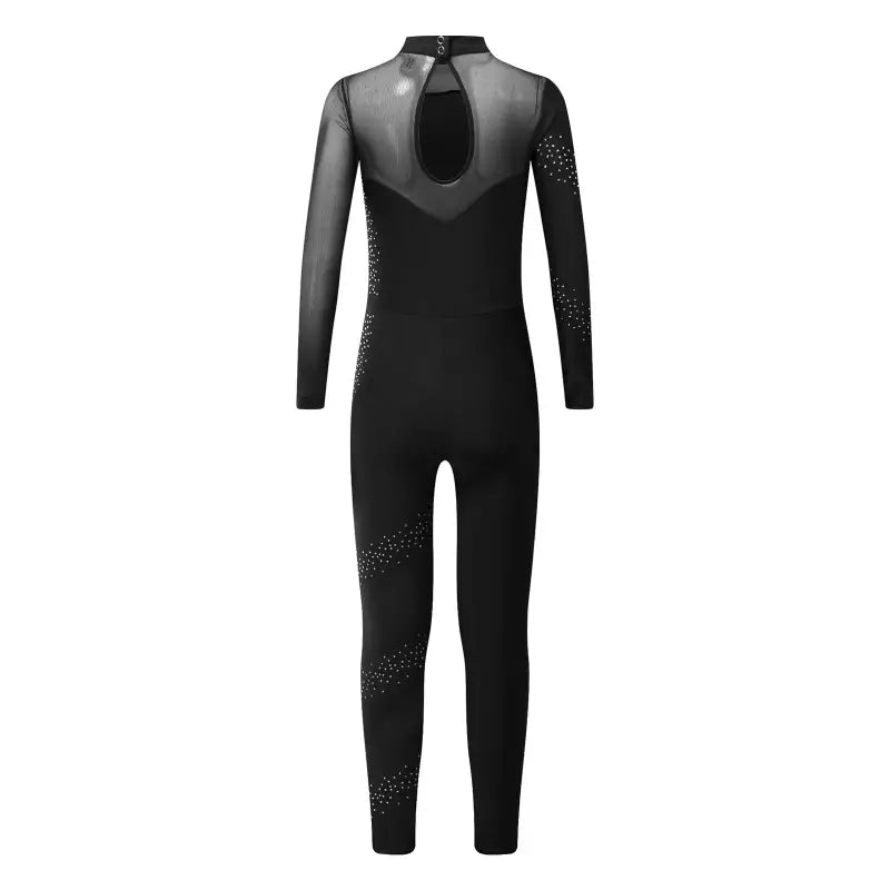 Black long-sleeved wetsuit with mesh panels and keyhole back detail.