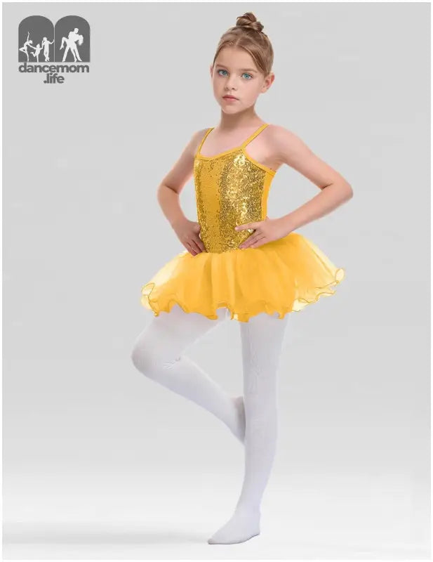 Girls Sequin Ballet Tutu Dress Sparkly Straps Leotards Ballerina Outfit Dance Costumes for Kids