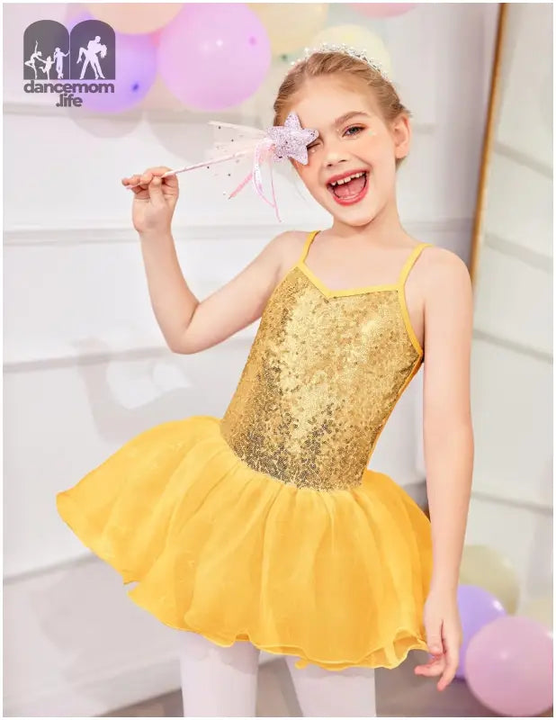 Girls Sequin Ballet Tutu Dress Sparkly Straps Leotards Ballerina Outfit Dance Costumes for Kids