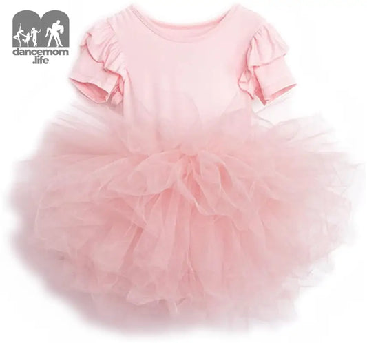 Girls Tutu Leotard Dress Short Sleeve Ballerina Dance Ballet Tulle Dresses