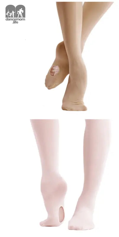 Ballet or dance tights in beige and pink colors.