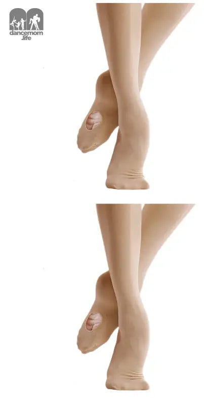 Beige half-sole dance shoes shown from a side view.