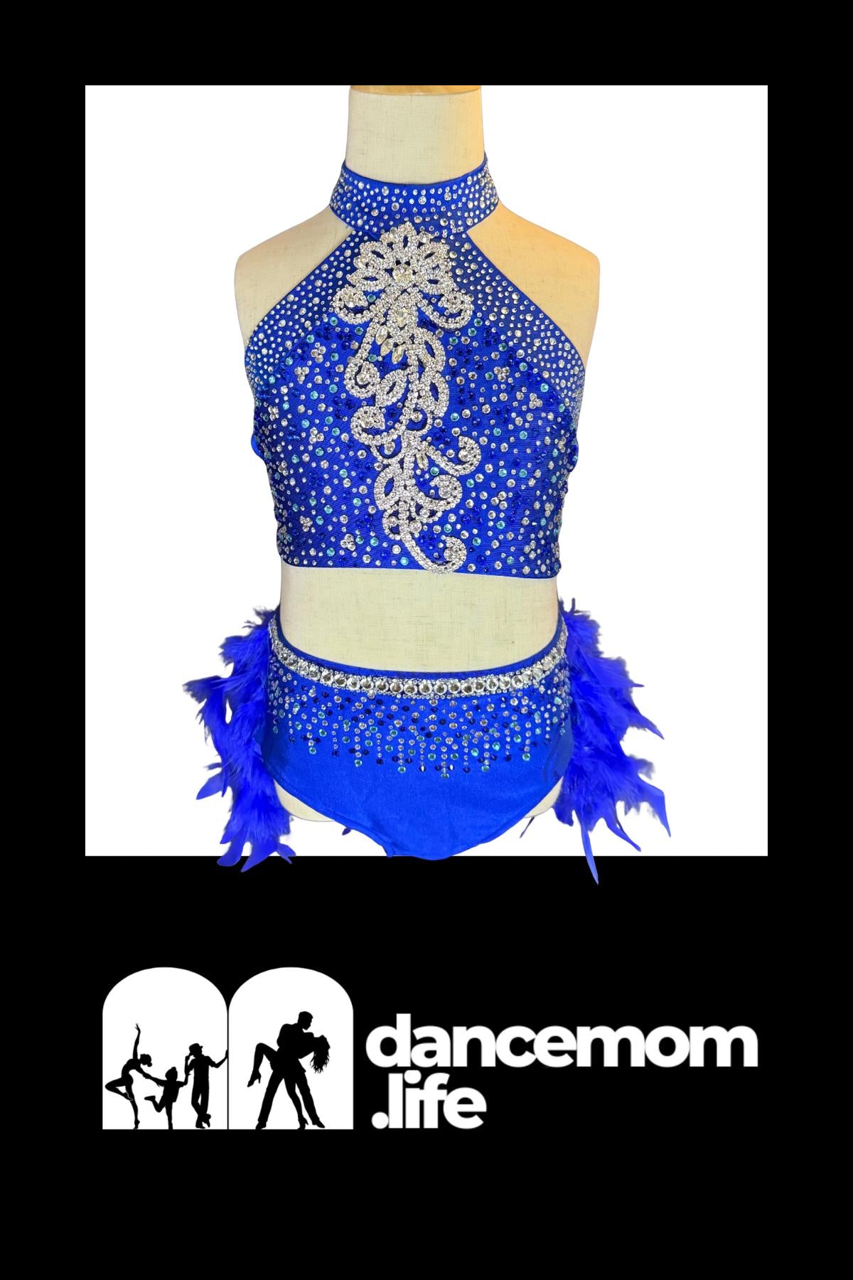 Royal Blue Jazz and Tap Dance Costume Rhinestone Girls US Size 6 Stage Outfit for Competition & Recital - "Sapphire Soirée"