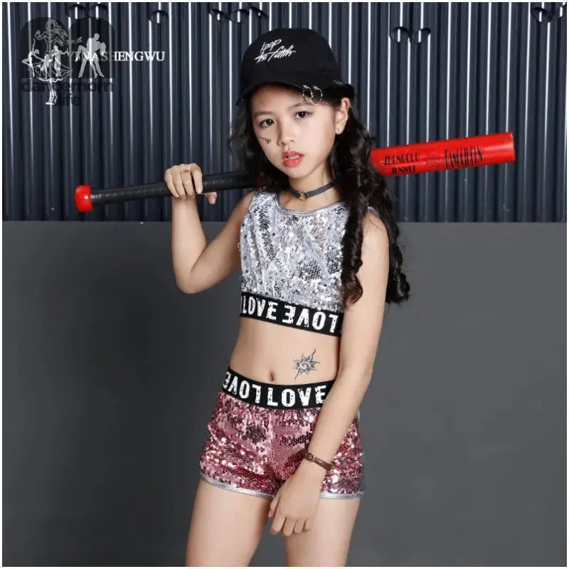 Jazz Dance Costumes for Girls Shining Street Dance Clothing for Girl Modern Dance Costumes Children Hip Hop Dance Costumes