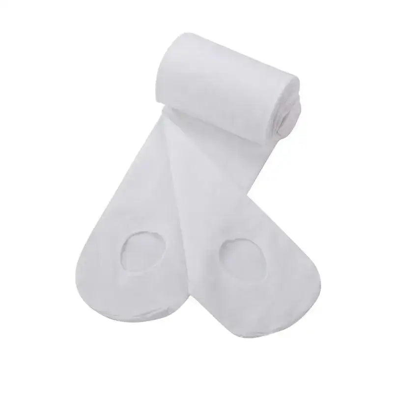 White rolled socks arranged in a V-shape.