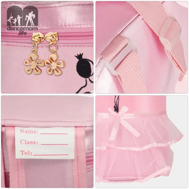 Kits Cute Dance Backpack Ballet Bag Tutu Dress Dance Bag, Girls Personalized Waterproof Bag Ballerina Duffle Bag with Key Chain Cute Plush Hanging Pink Ball (Pink3)