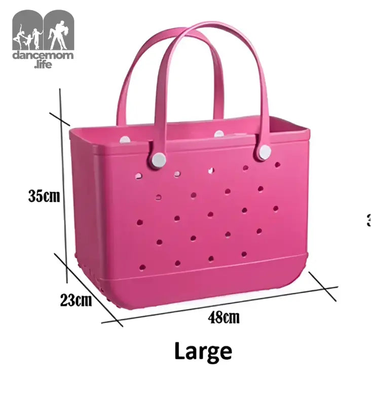 Pink perforated tote bag.