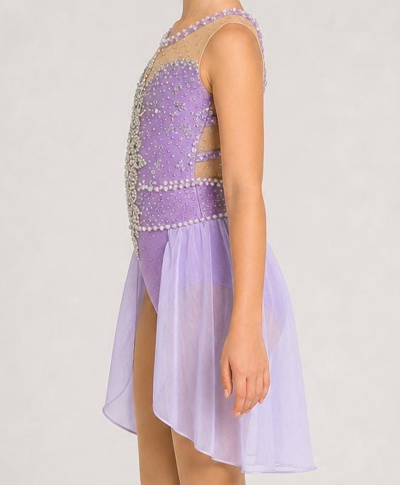 Lavender Ballet and Lyrical Dance Costume | Girls Size 6 | Rhinestone Performance Dress | Recital & Competition - "Lavender Grace"