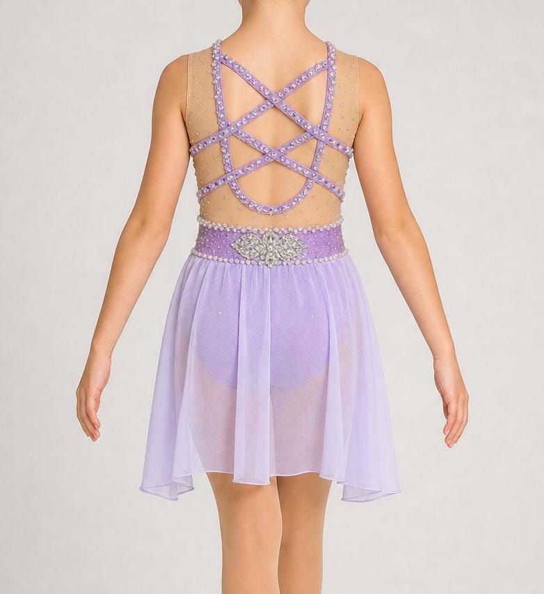 Lavender Ballet and Lyrical Dance Costume | Girls Size 6 | Rhinestone Performance Dress | Recital & Competition - "Lavender Grace"