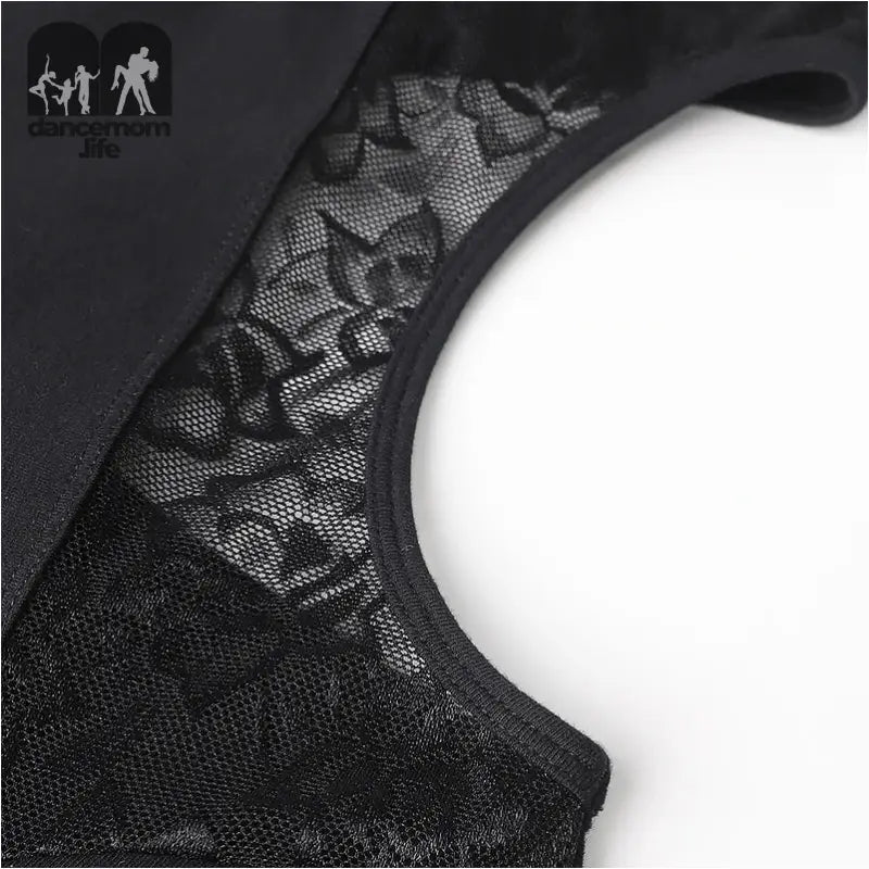 Black lace bra with floral pattern detailing.