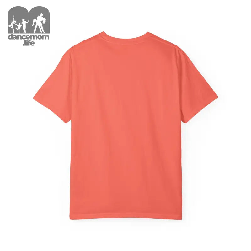 Coral-colored cotton t-shirt with short sleeves.