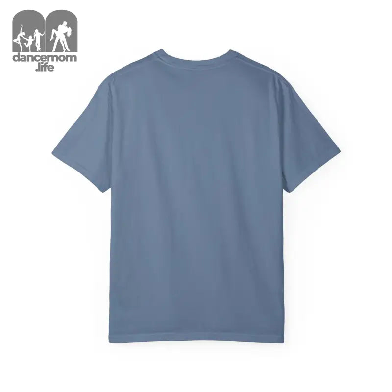 Plain blue-gray t-shirt with short sleeves.