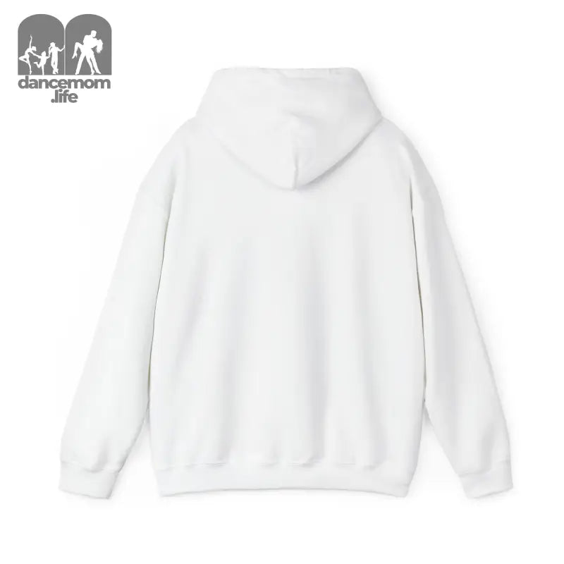 White hooded sweatshirt shown from the back.