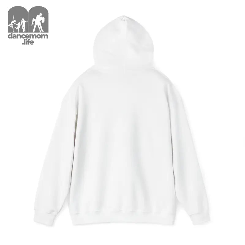 White hooded sweatshirt shown from the back.