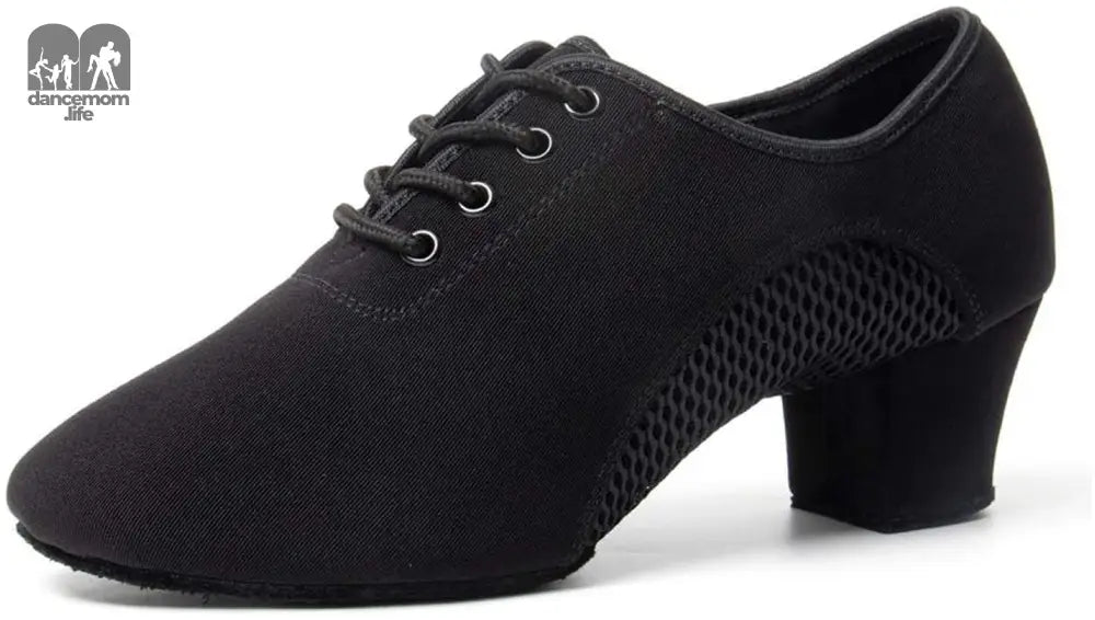 Men&Women Ballroom Dance Shoes Lace-Up Closed Toe Latin Modern Performance Dance Practice Teaching Shoes,Mf2805,Heel-1.97'',Black,8.5 US