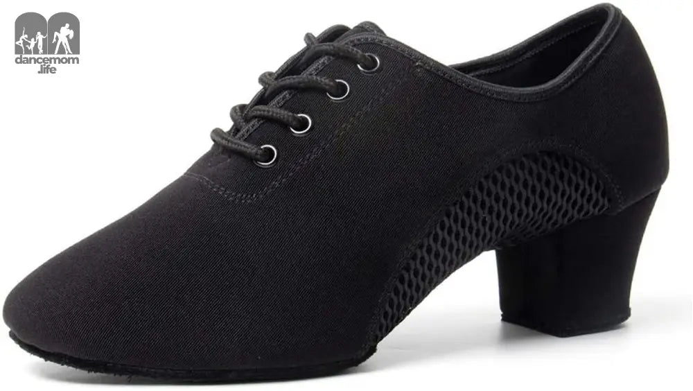 Men&Women Ballroom Dance Shoes Lace-Up Closed Toe Latin Modern Performance Dance Practice Teaching Shoes,Mf2805,Heel-1.97'',Black,8.5 US