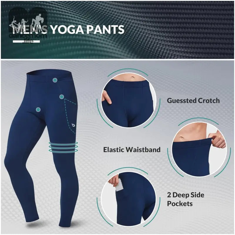 Men'S Yoga Pants with Pockets, Tight Workout Compression Pants Men, Stretch Mens Leggings for Running Dance Cycling