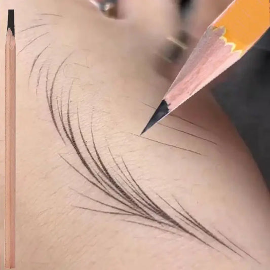 Eyebrow microblading with pencil.