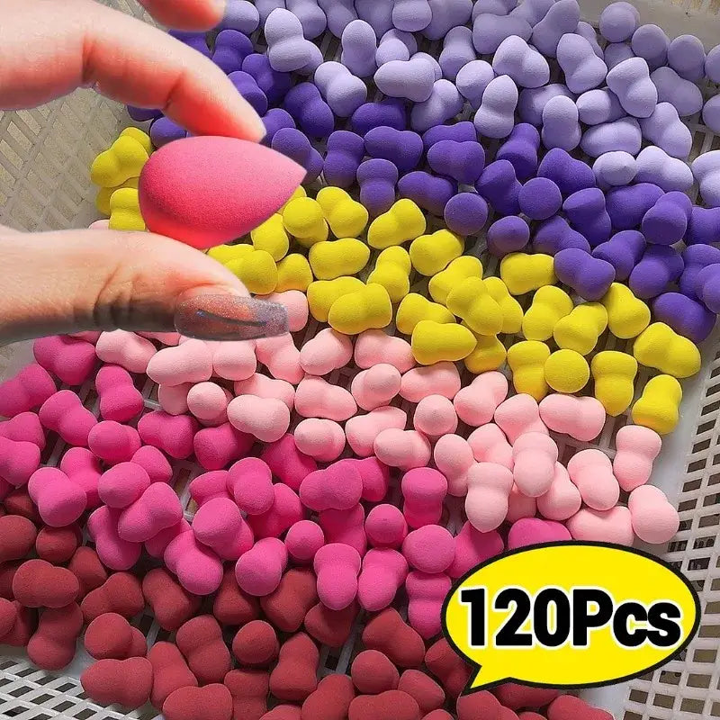 Colorful makeup sponge assortment.