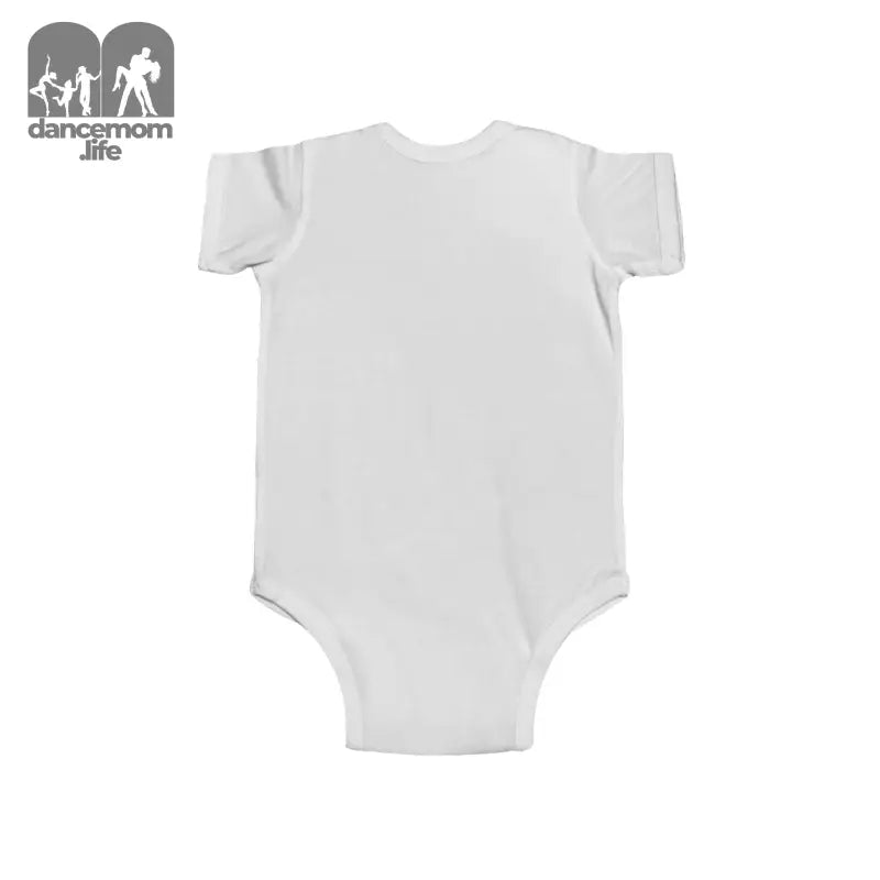 White cotton baby onesie with short sleeves.