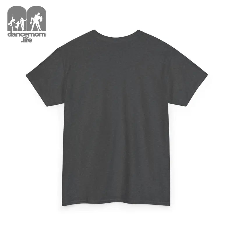 Plain dark gray t-shirt.