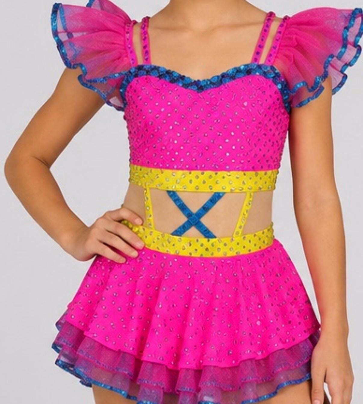 Neon Tulle Dance Costume, Child Size 8 - Ballet, Lyrical, Jazz - "Cotton Candy Dream"