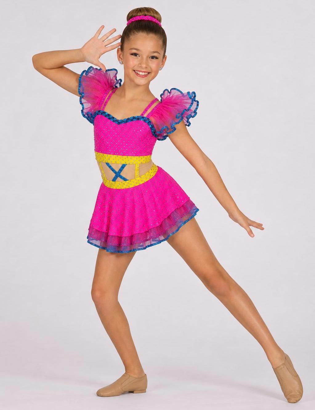 Neon Tulle Dance Costume, Child Size 8 - Ballet, Lyrical, Jazz - "Cotton Candy Dream"