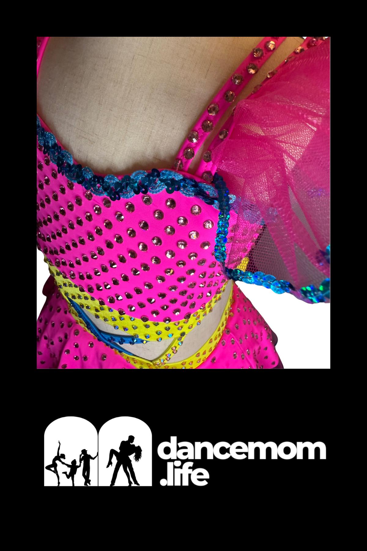 Neon Tulle Dance Costume, Child Size 8 - Ballet, Lyrical, Jazz - "Cotton Candy Dream"