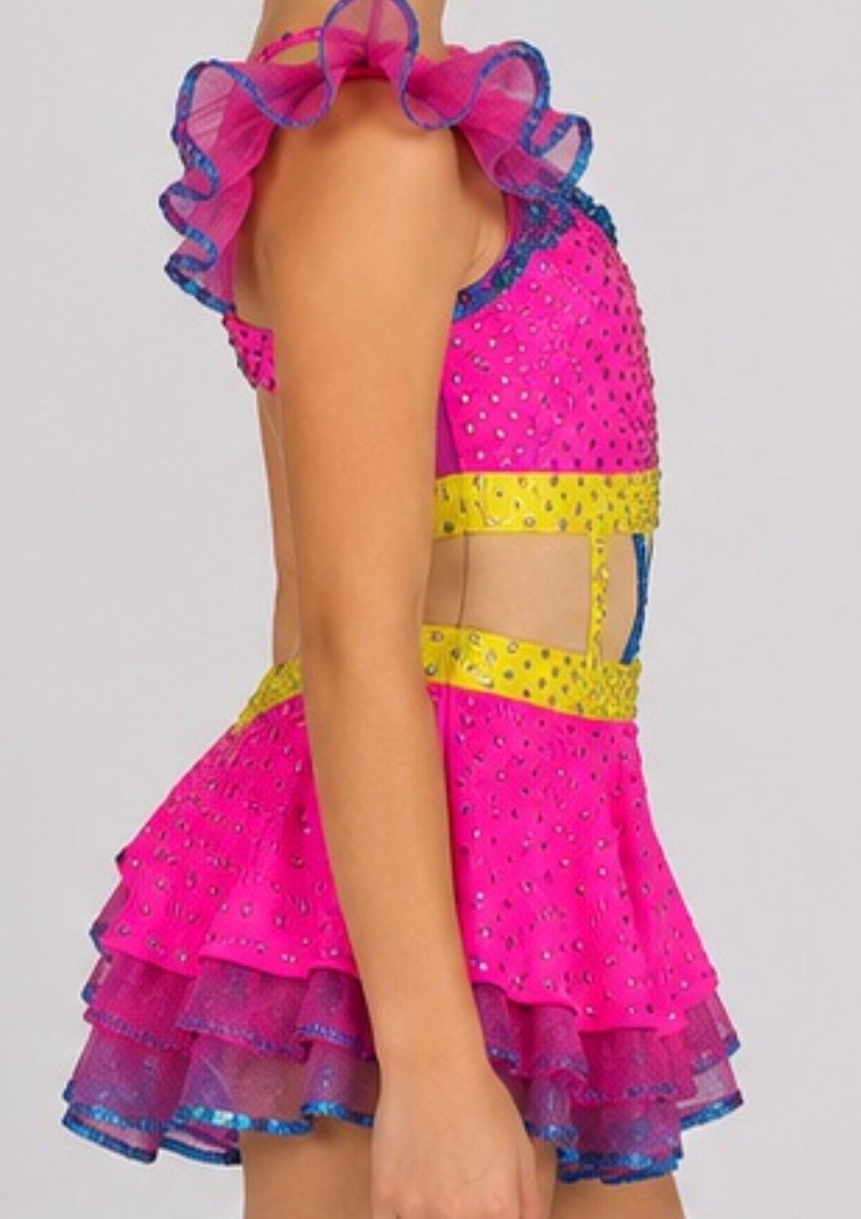 Neon Tulle Dance Costume, Child Size 8 - Ballet, Lyrical, Jazz - "Cotton Candy Dream"
