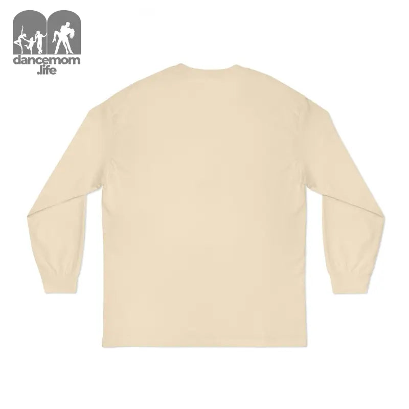 Beige long-sleeved crewneck sweatshirt.