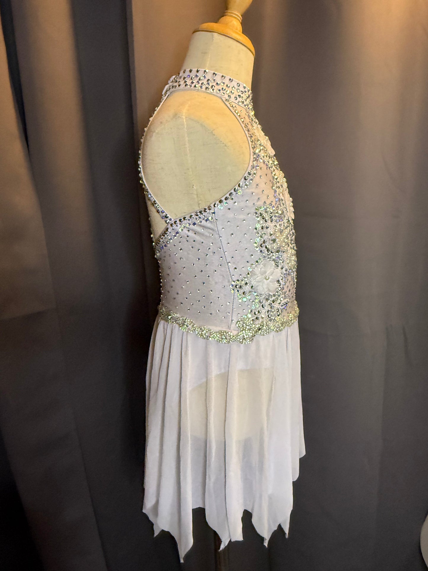 Pearl Whispers - White Pearl & Crystal Dance Costume (Size 6)