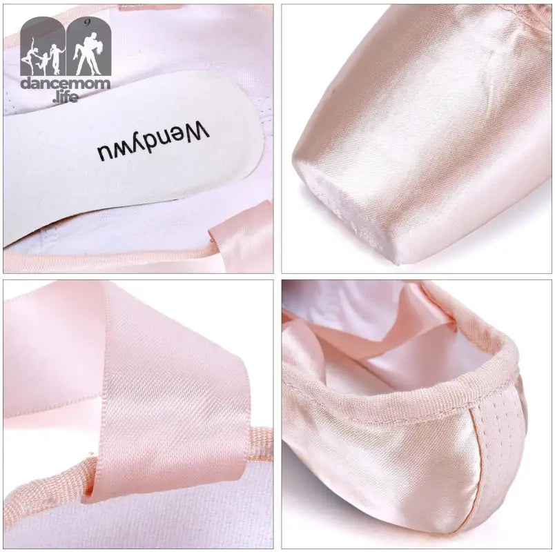 Professional Ballet Pointe Shoe for Kids Girl and Ladies Pink PU Soled Ballet Pointe Dance Shoes with Toe Pads