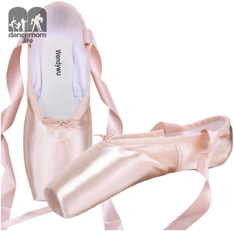 Professional Ballet Pointe Shoe for Kids Girl and Ladies Pink PU Soled Ballet Pointe Dance Shoes with Toe Pads