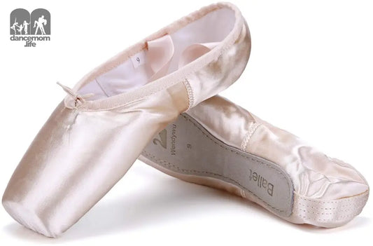 Professional Ballet Pointe Shoe for Kids Girl and Ladies Pink PU Soled Ballet Pointe Dance Shoes with Toe Pads