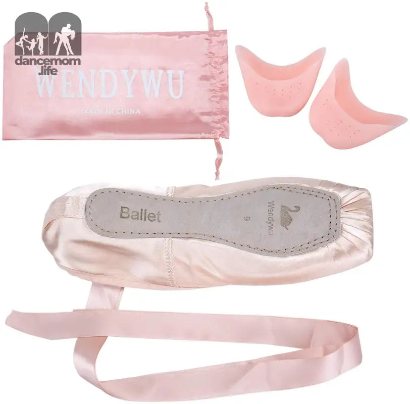 Professional Ballet Pointe Shoe for Kids Girl and Ladies Pink PU Soled Ballet Pointe Dance Shoes with Toe Pads