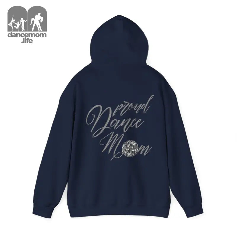 Navy blue hoodie with ’Dance Mom’ text and a sparkly design on the back.