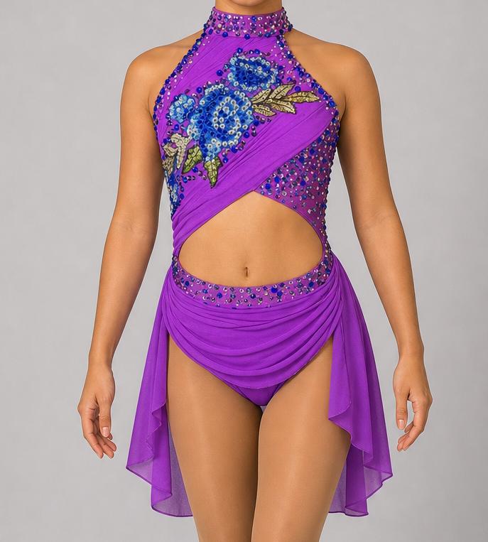 Purple & Blue Lyrical Dance Costume | Child Small (US 6) | Competition and Recital Dress - "Twilight Serenade"