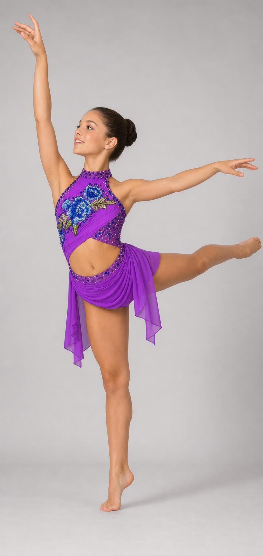 Purple & Blue Lyrical Dance Costume | Child Small (US 6) | Competition and Recital Dress - "Twilight Serenade"