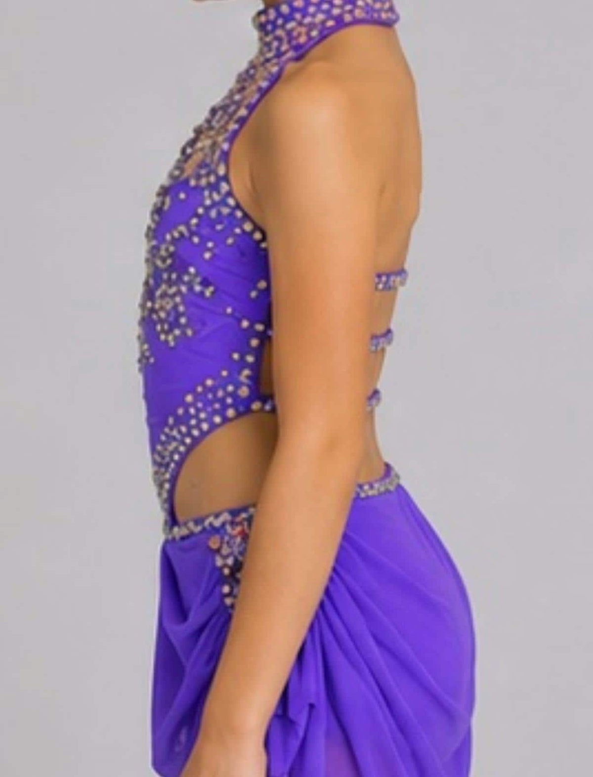 Purple Lyrical Dance Costume Covered in Pink & Purple Rhinestones – Child Size 8 (120–130 cm) - "Starlit Orchid"